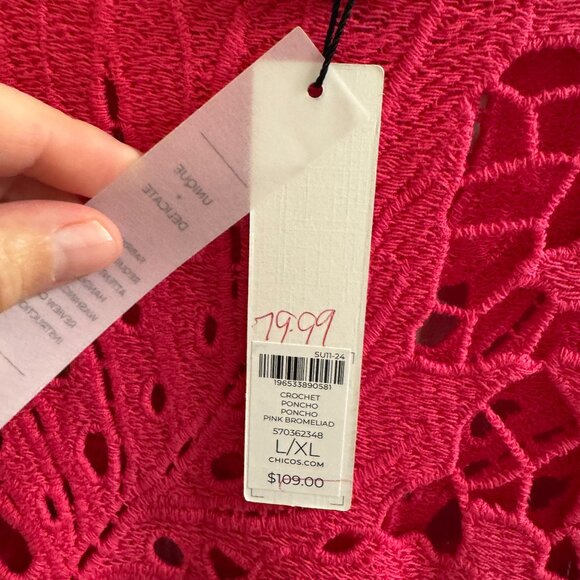 Chico's Red Lace Cardigan with Bell Sleeves - Picture 2 of 3